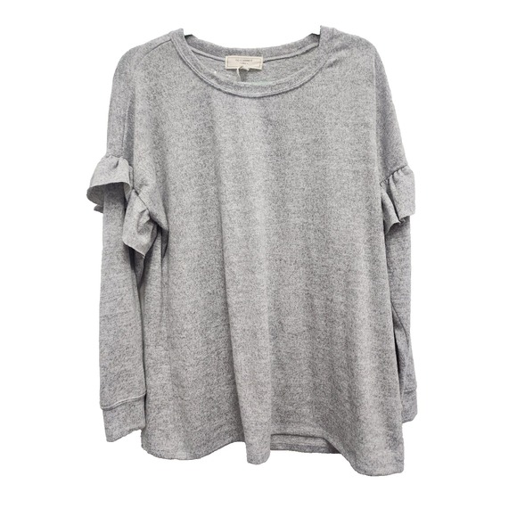 No Comment Tops - No Comment NY.LA Womens Tunic Top Size  2X Gray Brushed Ruffle Long Sleeve NWT